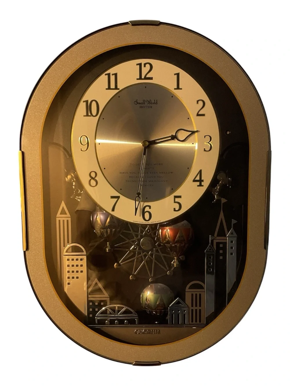 Seiko Gold and Black Cityscape Motion Wall Clock